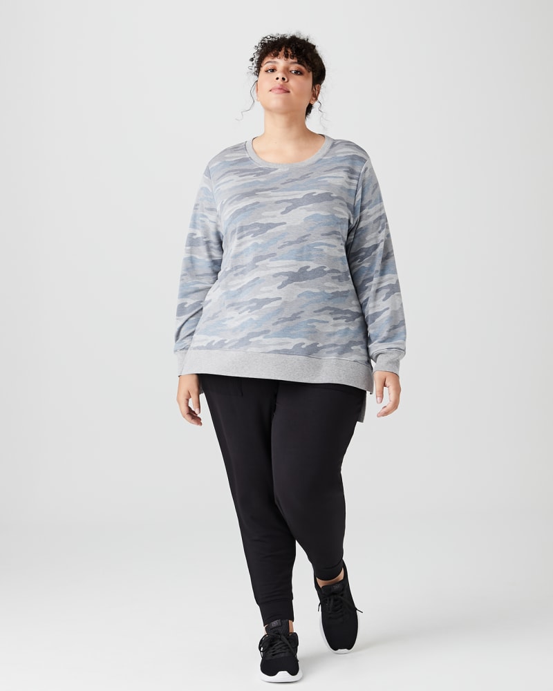 Plus size model wearing Alicia Crewneck Sweatshirt by Marc NY | Dia&Co | dia_product_style_image_id:136423